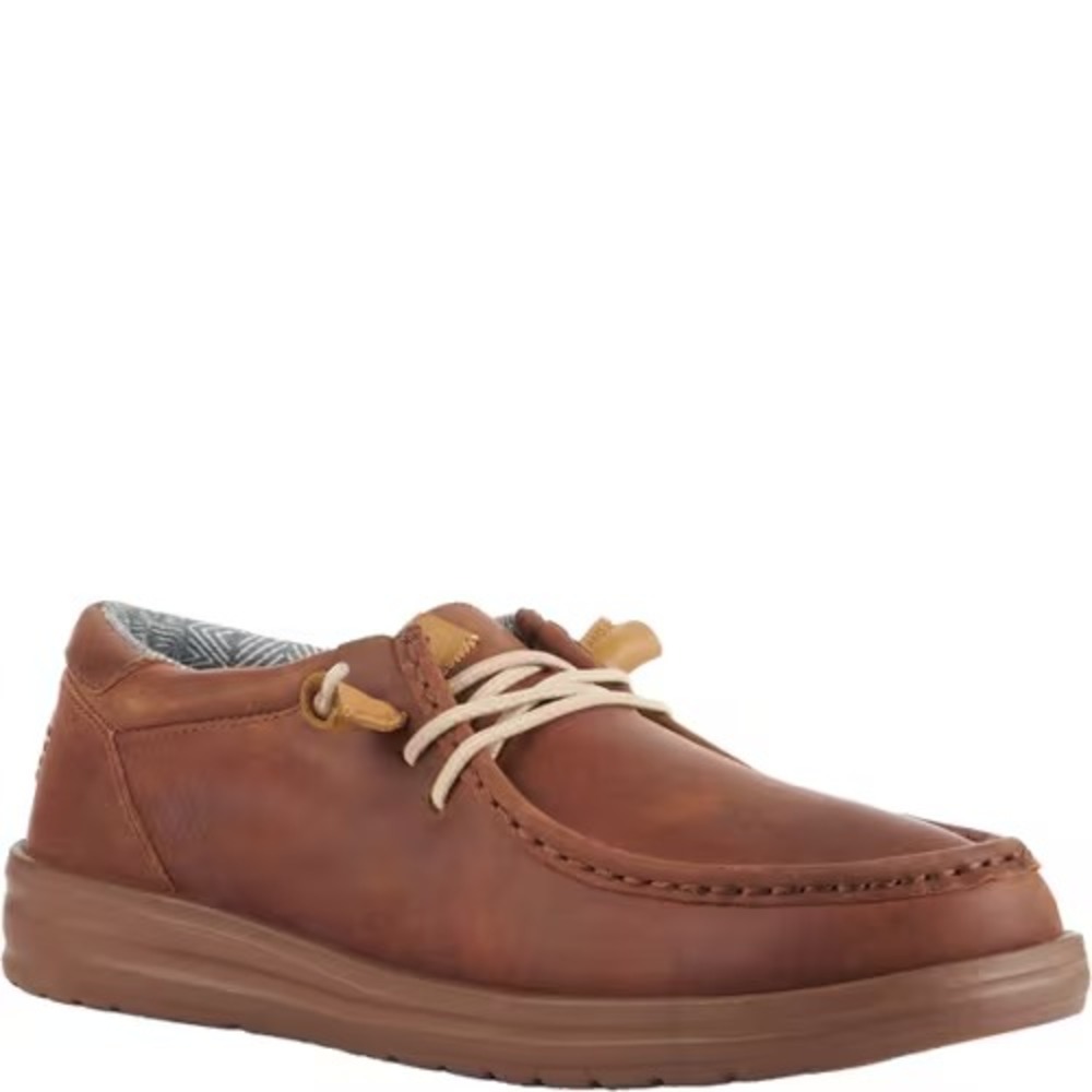 Men's Size 9- Hey Dude Wally Grip Craft Leather Brow Slip On Shoes 40175-255 NEW